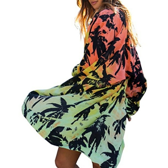Feitong Sweaters - Palm Tree Kimono/Cardigan